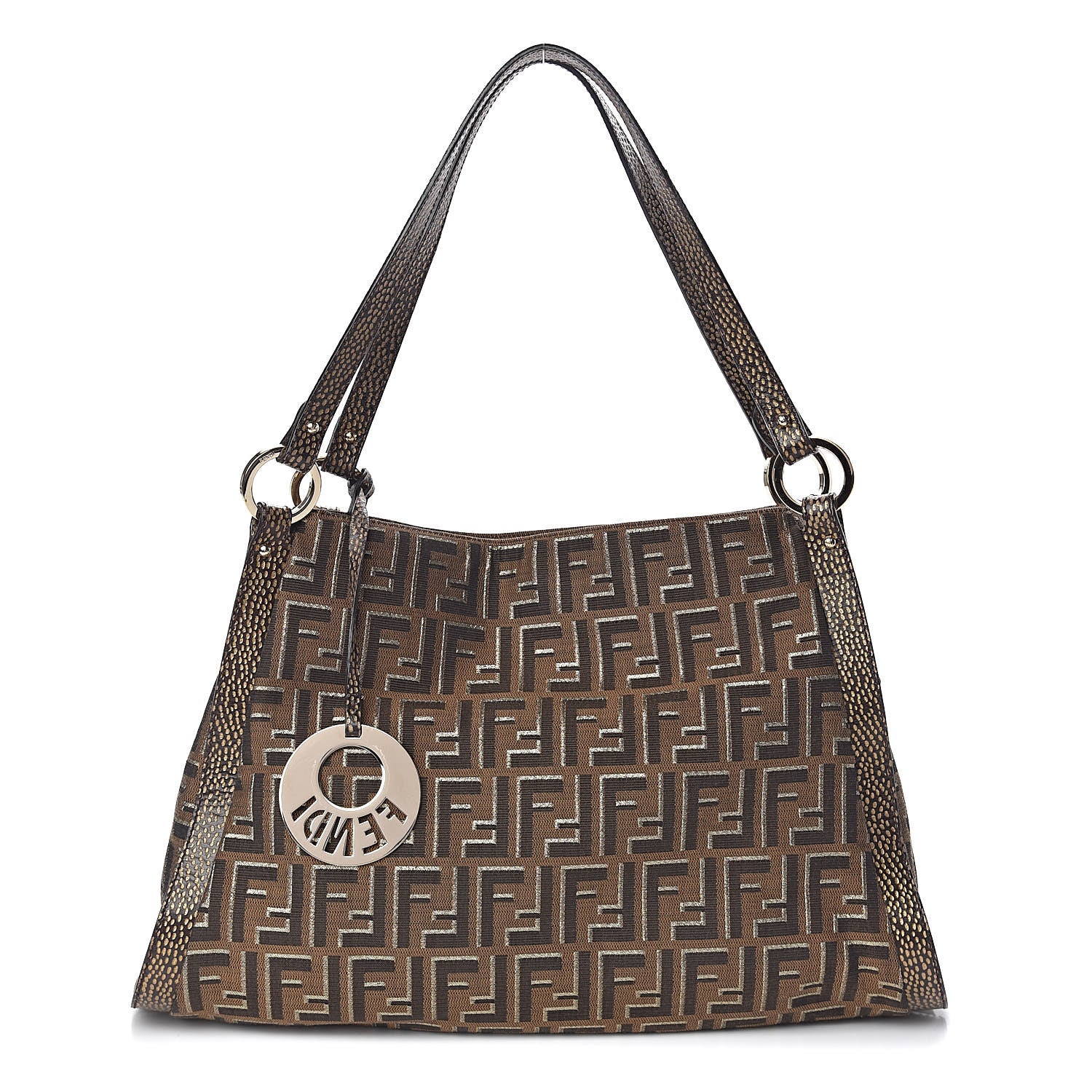 Fendi Zucca Vitello Chef Shopping Tote Tobacco Oro Moro 1 of 14