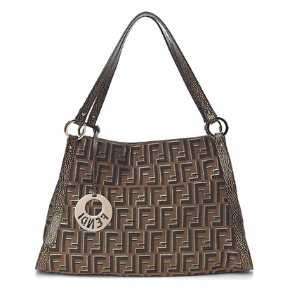 Fendi Zucca Vitello Chef Shopping Tote Tobacco Oro Moro 1 of 14