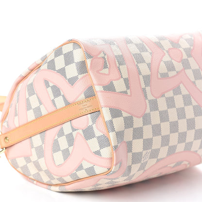 Louis Vuitton Damier Azur Tahitienne Speedy Bandouliere 30 Rose Ballerine 9 of 10