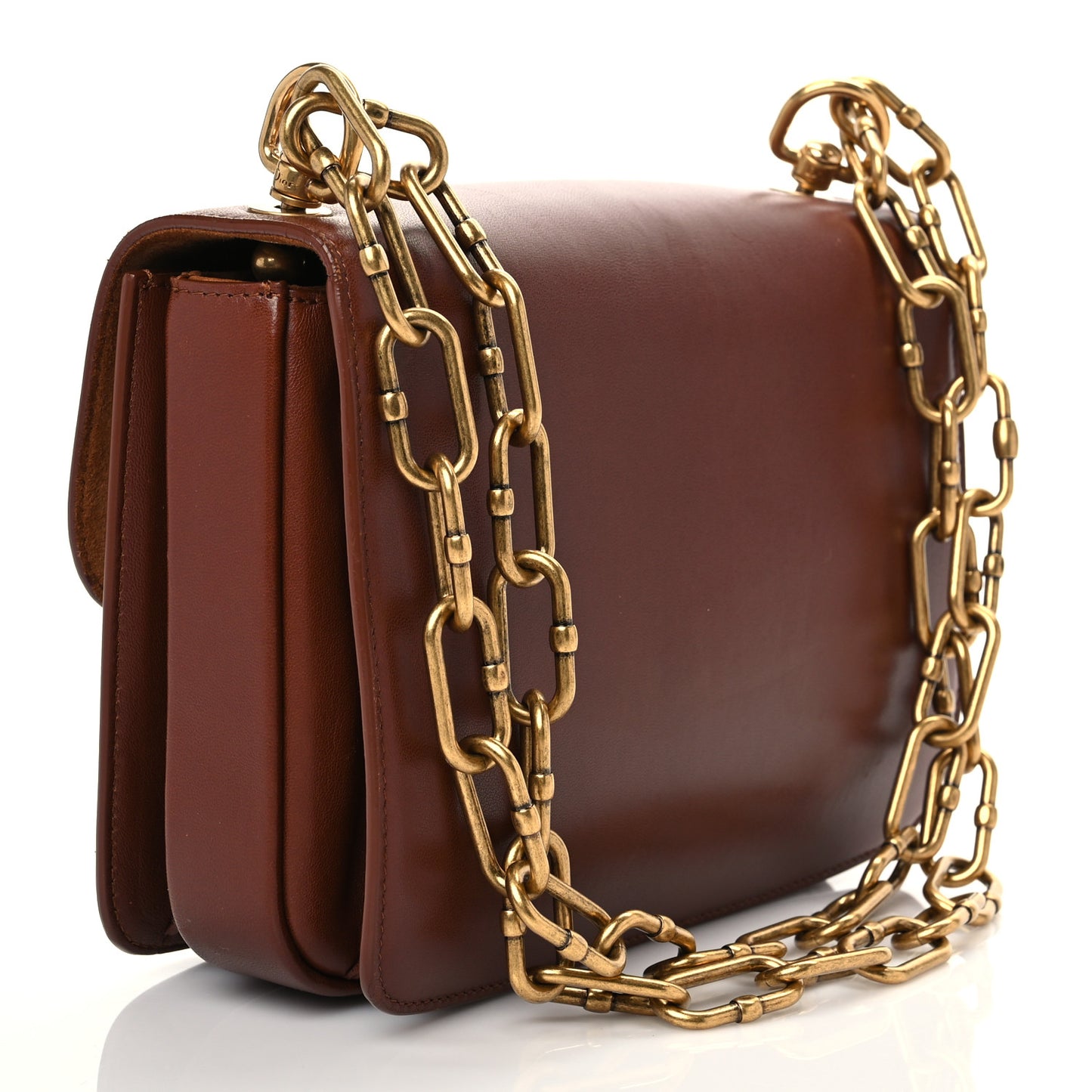 Lambskin 21st Chain Flap Bag Brown