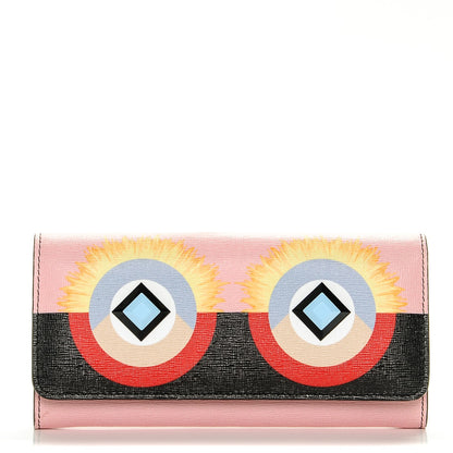 Fendi Vitello Elite Century Hypnoteyes Studded Continental Wallet Bubblegum Multicolor 1 of 6