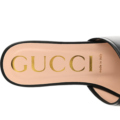 Gucci Nappa Horsebit Flat Slide Sandals 37 Black 7 of 9