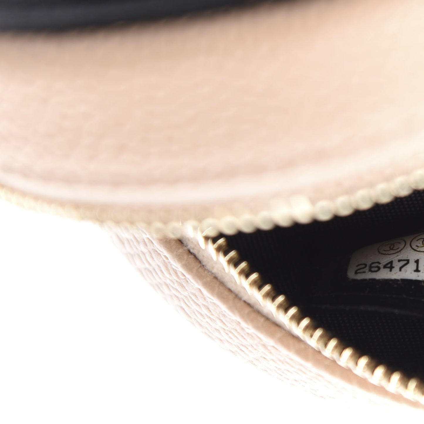 Caviar Quilted Round Filigree Crossbody Beige Black