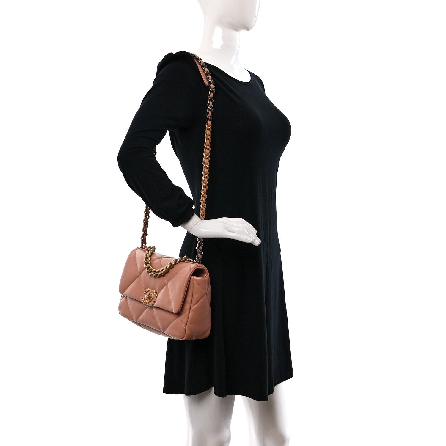 Chanel Lambskin Quilted Medium Chanel 19 Flap Beige 2 of 10