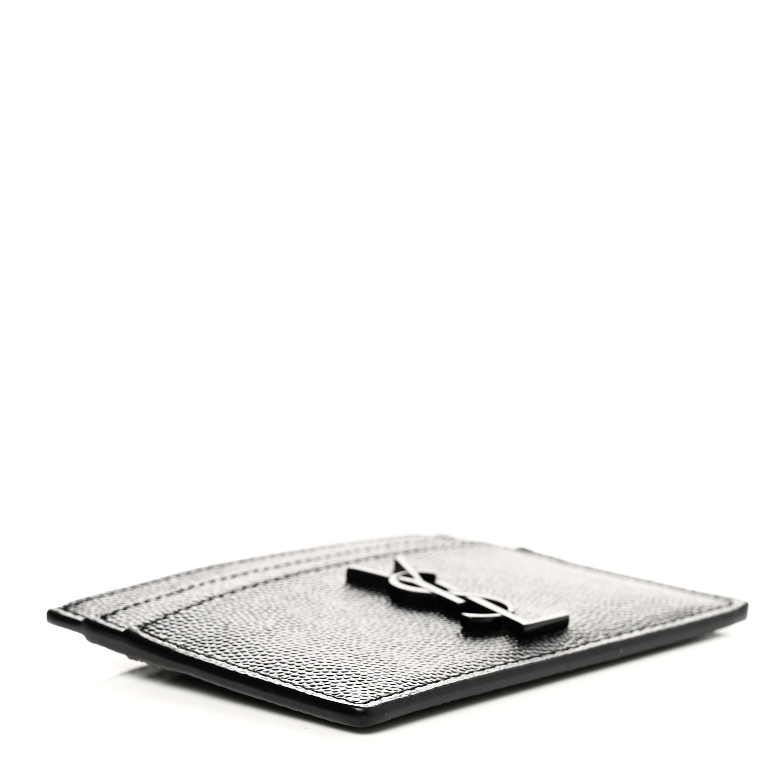 Saint Laurent Grain De Poudre Monogram Credit Card Case Black 4 of 8