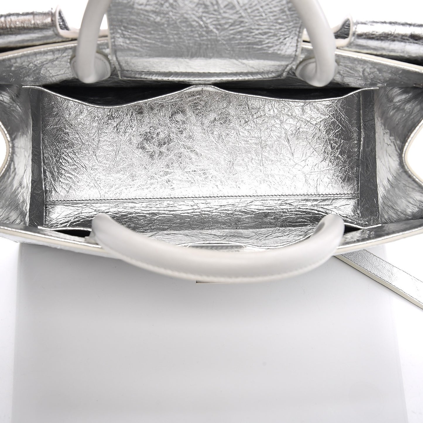 Metallic Calfskin Medium Diorever Flap Silver