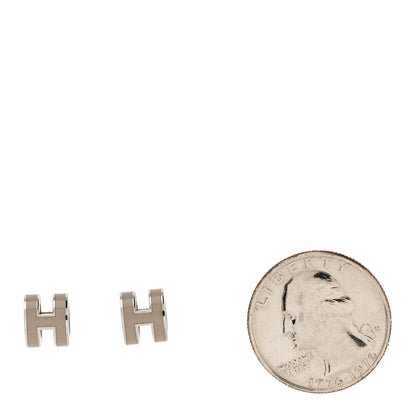 Hermes Palladium Lacquered Mini Pop H Earrings Marron Glace 2 of 5