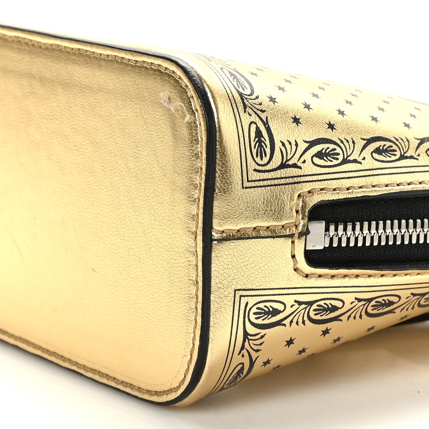 X SEGA Calfskin GUCCY Stars Mini Dome Shoulder Bag Gold