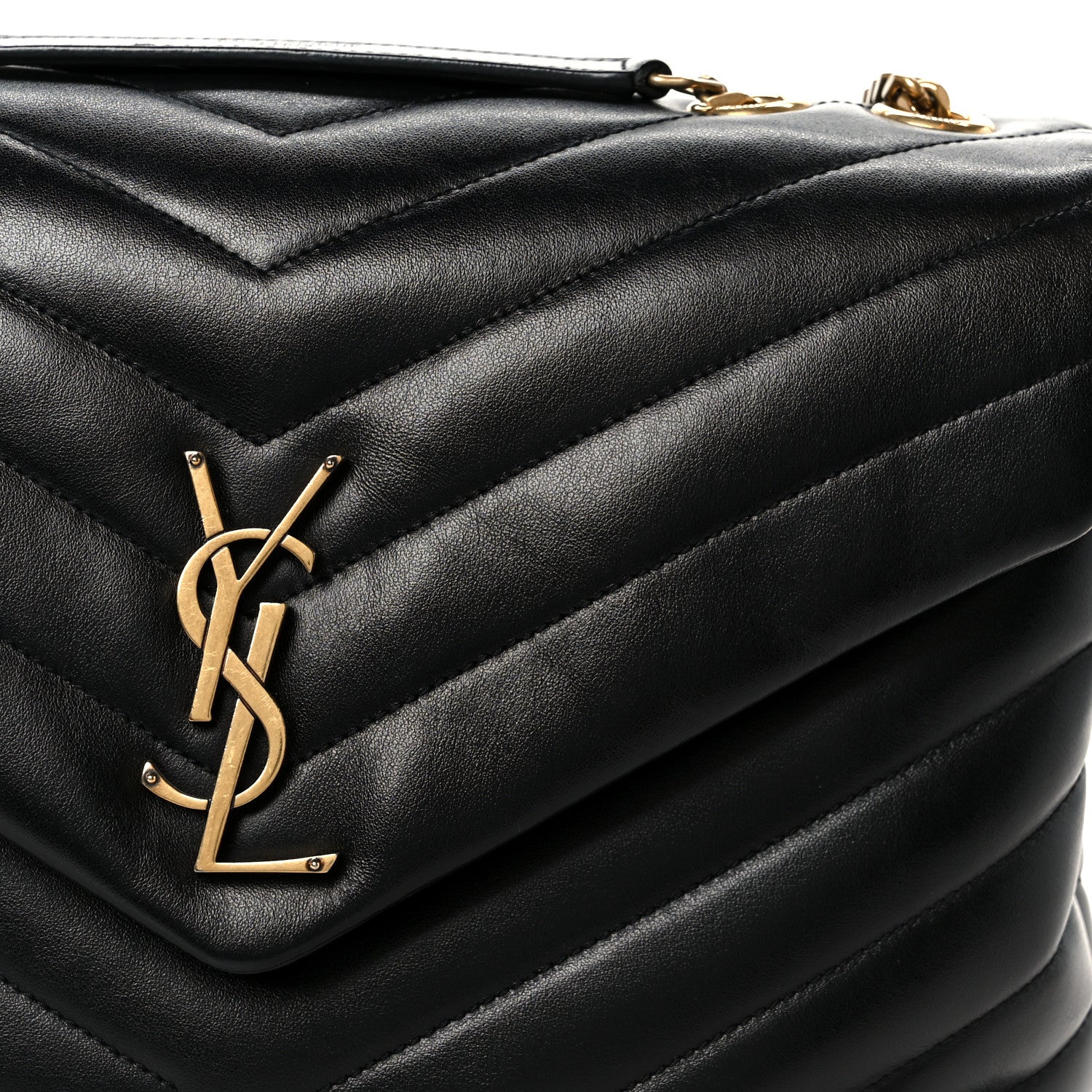 Saint Laurent Calfskin Y Quilted Monogram Medium Loulou Chain Satchel Black 9 of 12