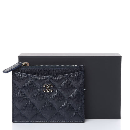 Chanel Caviar Quilted CC Zip Card Holder Navy Blue 8 of 8