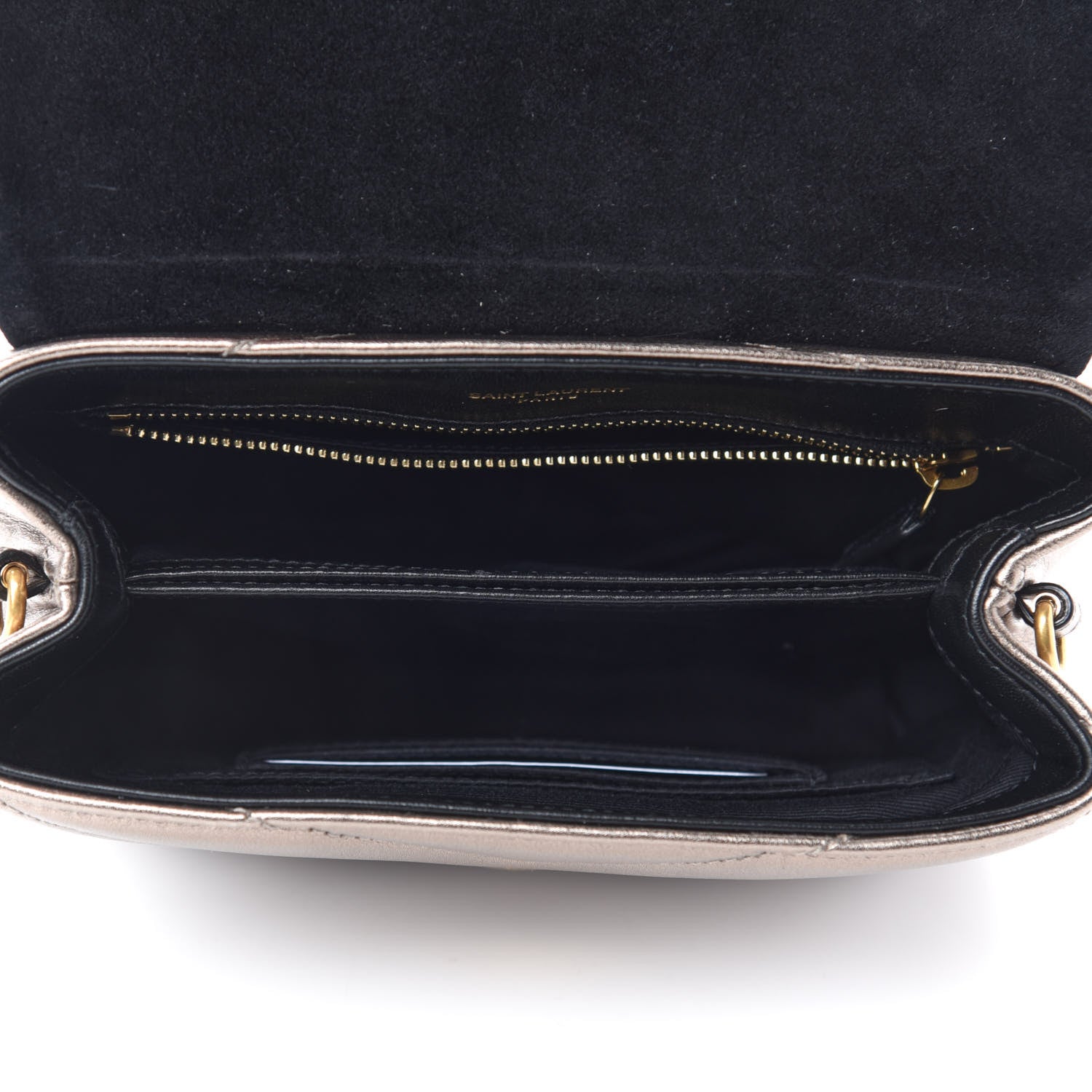 Saint Laurent Metallic Calfskin Y Quilted Monogram Toy Loulou Crossbody Bag Piombo 5 of 13