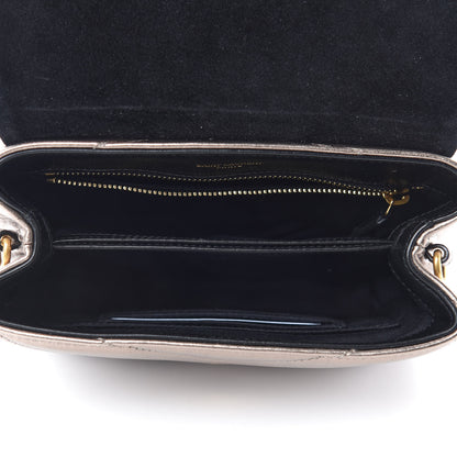 Saint Laurent Metallic Calfskin Y Quilted Monogram Toy Loulou Crossbody Bag Piombo 5 of 13