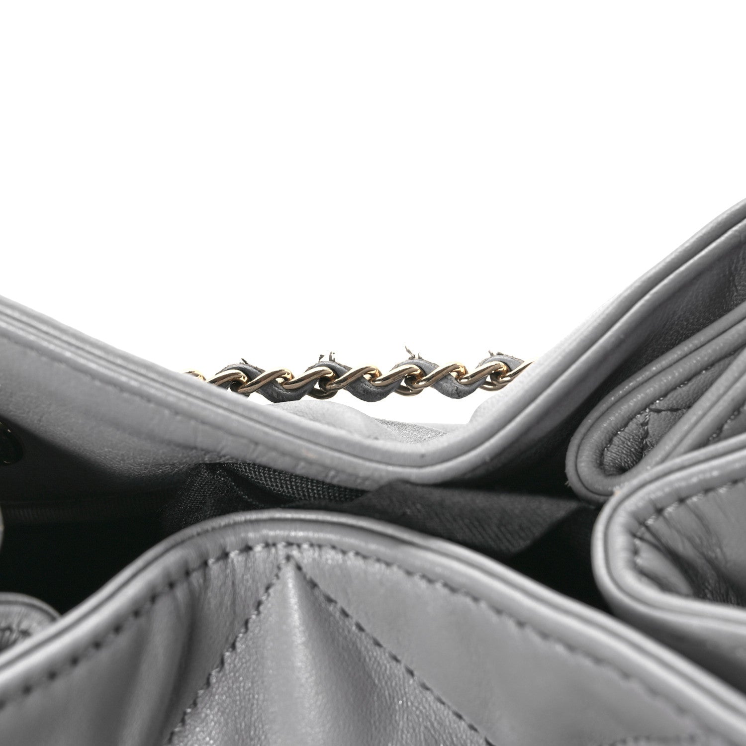 Chanel Lambskin Quilted CC Dweller Drawstring Bucket Bag Light Grey 11 of 11