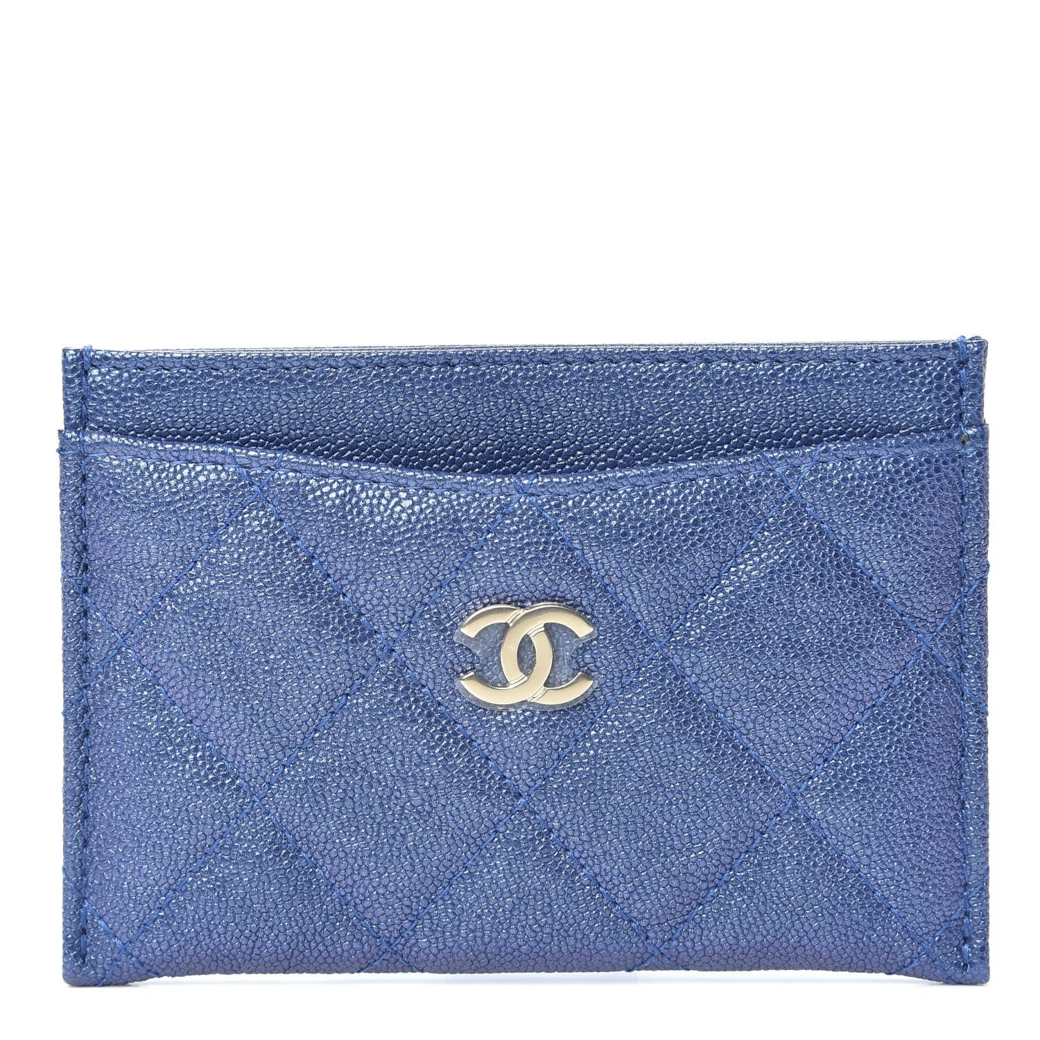 Chanel Iridescent Caviar Quilted Card Holder Dark Blue 1 of 9