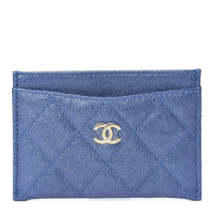Chanel Iridescent Caviar Quilted Card Holder Dark Blue 1 of 9