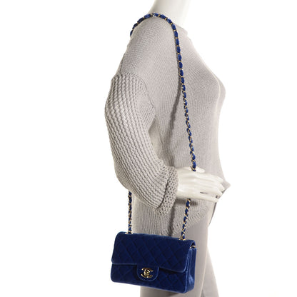 Chanel Velvet Quilted Mini Rectangular Flap Dark Blue 2 of 8