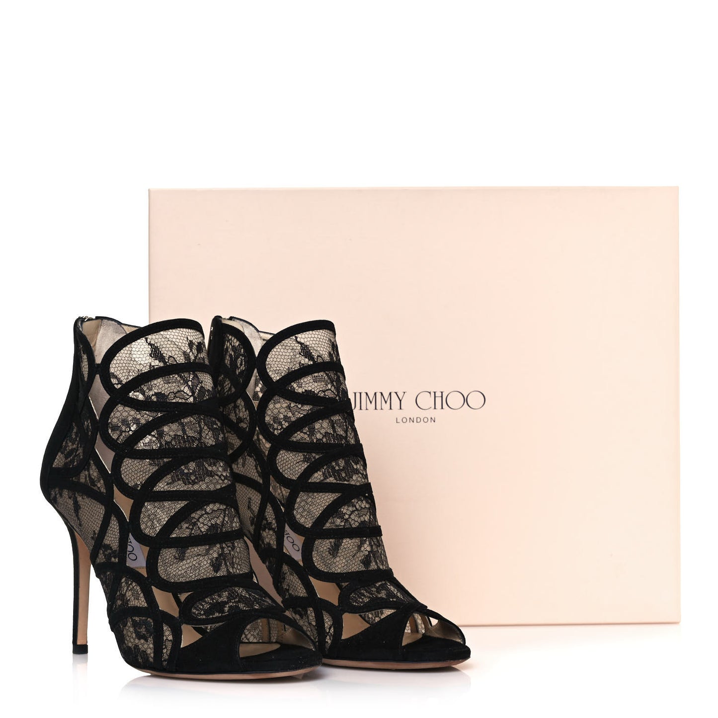 Suede Lace Fauna Cage Sandal Pumps 38 Black