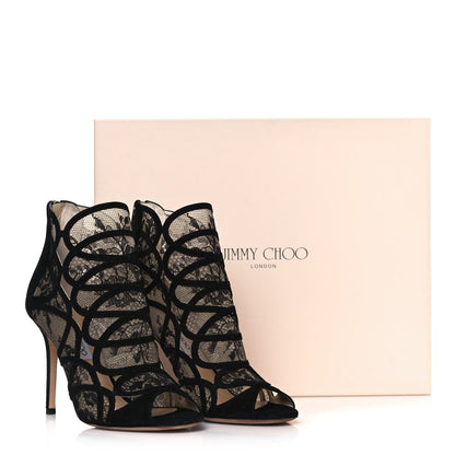 Jimmy Choo Suede Lace Fauna Cage Sandal Pumps 38 Black 8 of 8