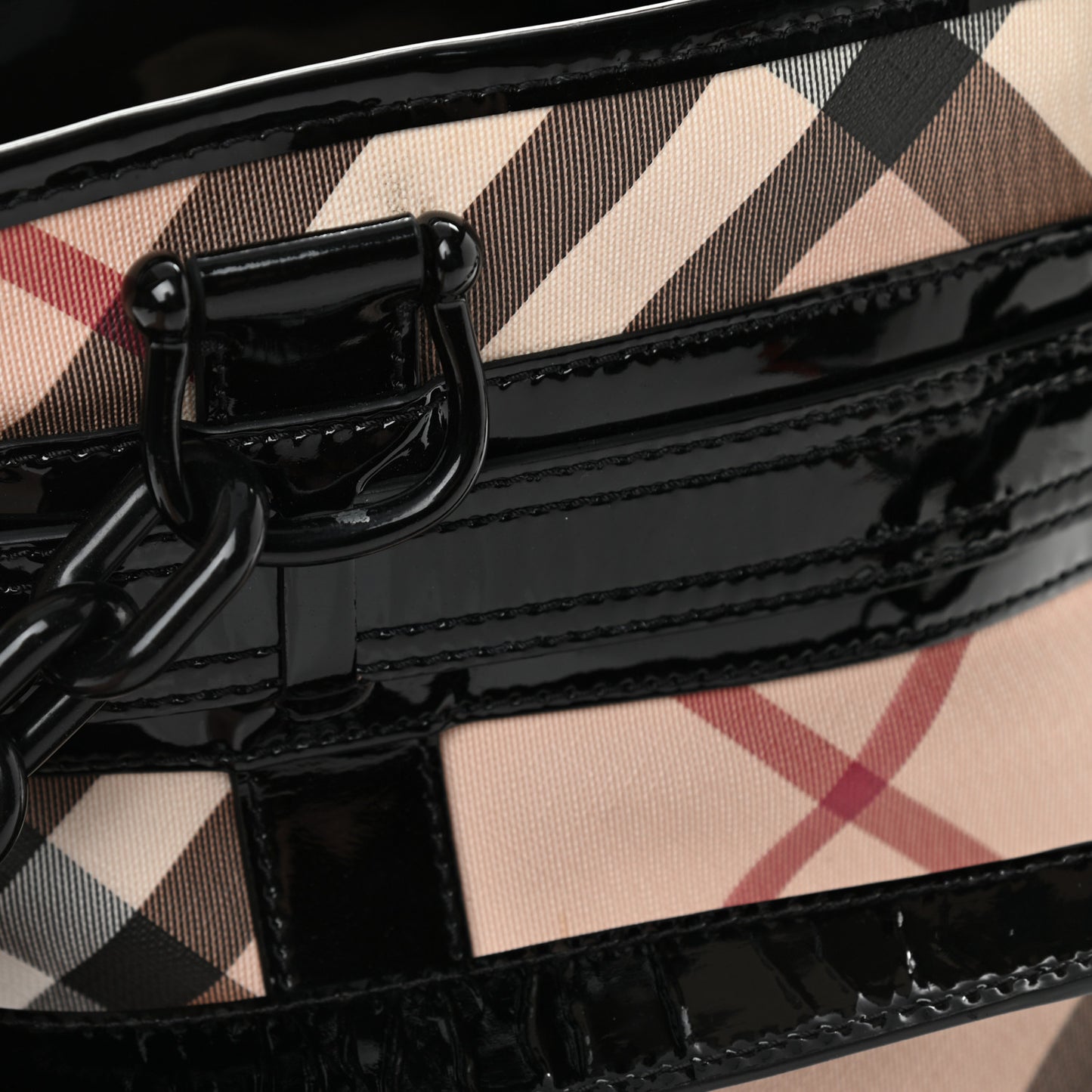 Patent Trim Nova Check Tote Black