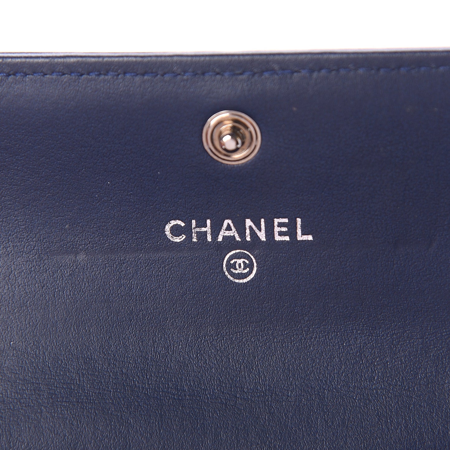 Calfskin Quilted Boy Flap Card Holder Navy