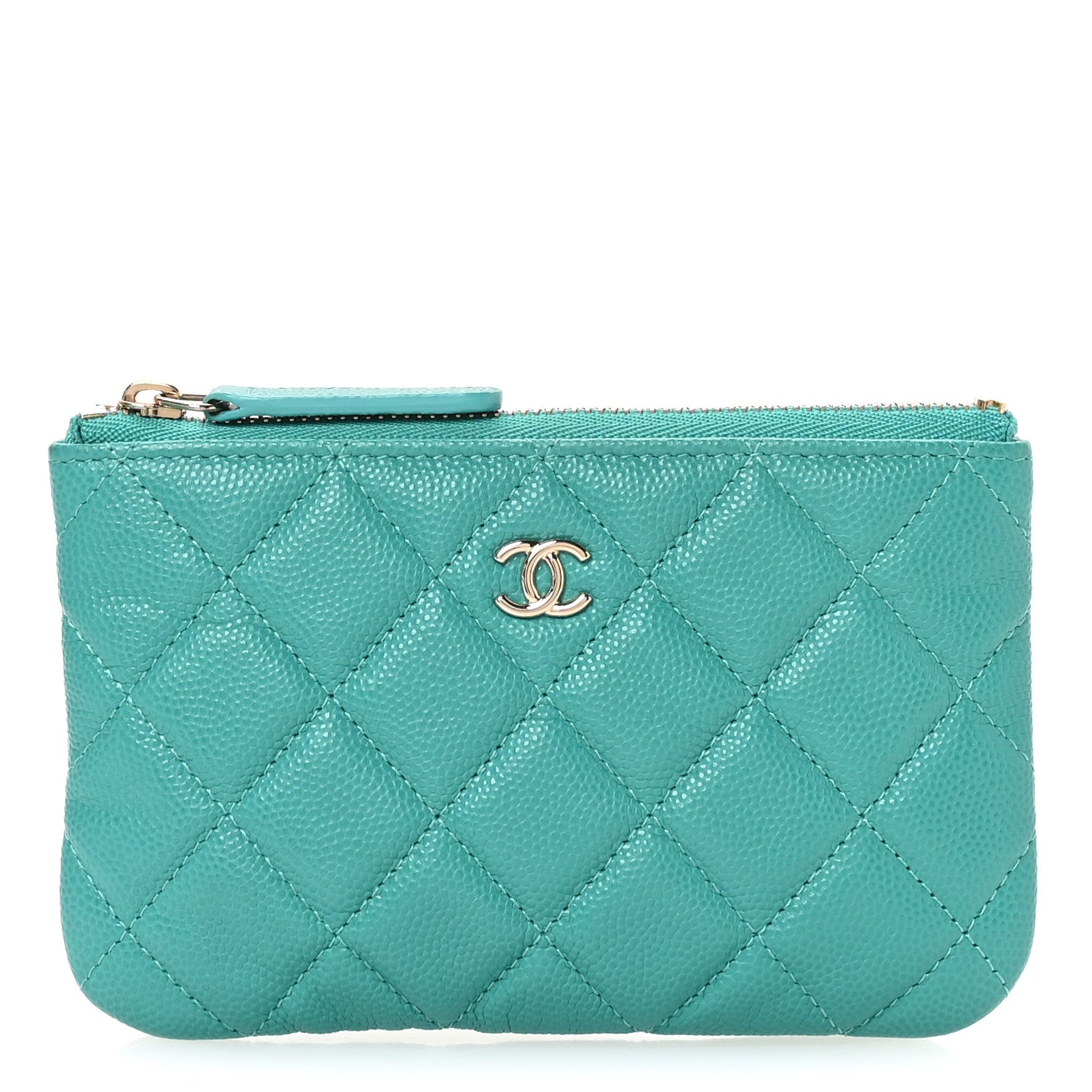 Chanel Caviar Quilted Small Cosmetic Case Turquoise 1 of 8