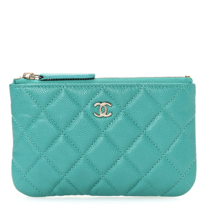 Chanel Caviar Quilted Small Cosmetic Case Turquoise 1 of 8