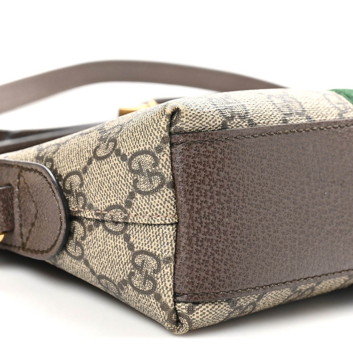 GG Supreme Monogram Textured Dollar Calfskin Web Small Ophidia Dome Shoulder Bag Beige Ebony New Acero