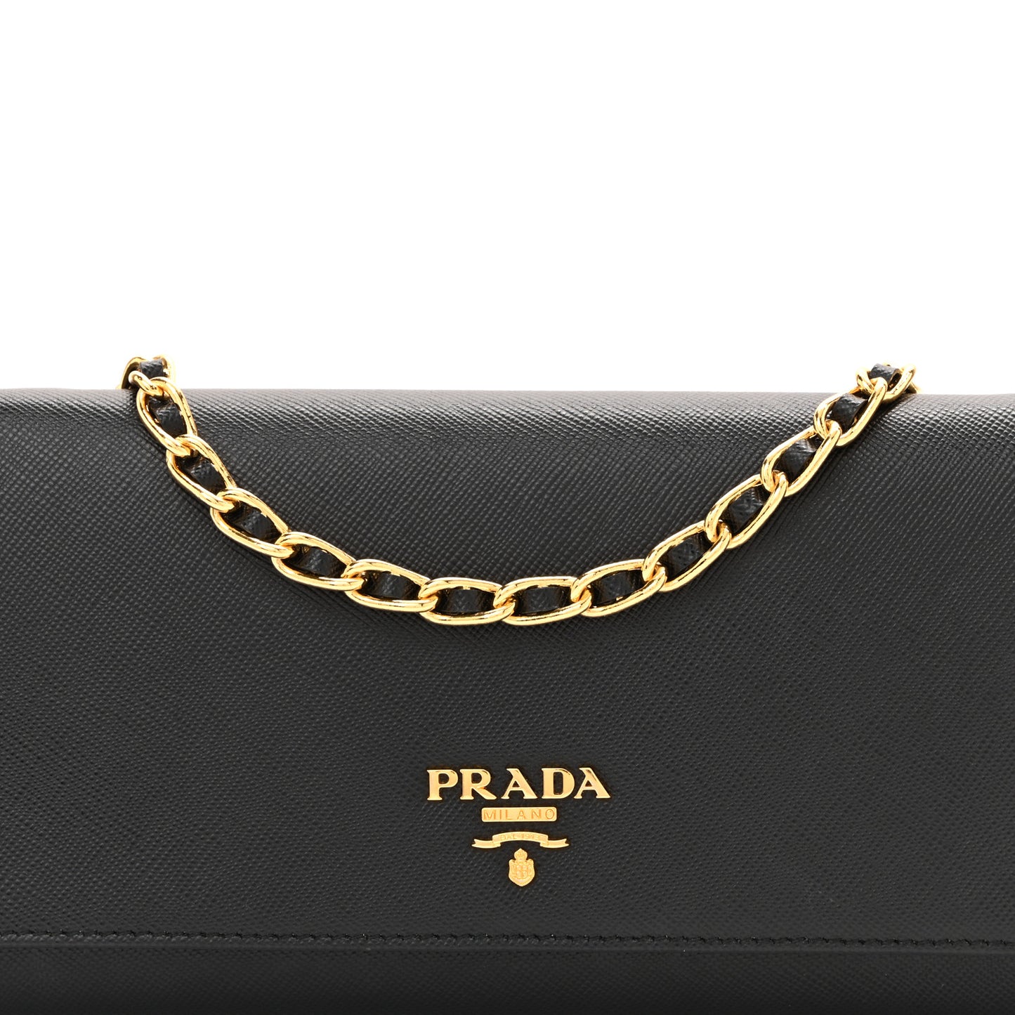 Saffiano Metal Oro Chain Wallet Black