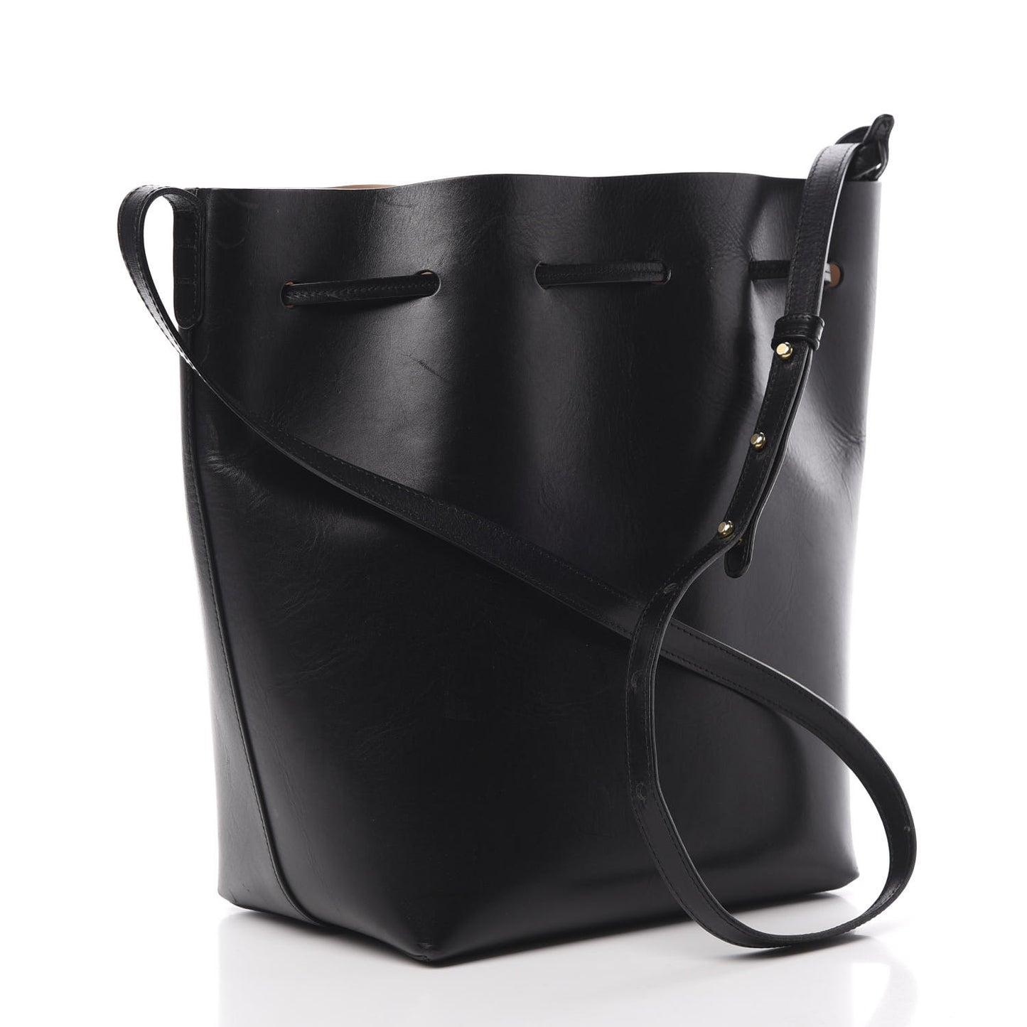 Vegetable Tanned Calfskin Bucket Bag Black Ballerina