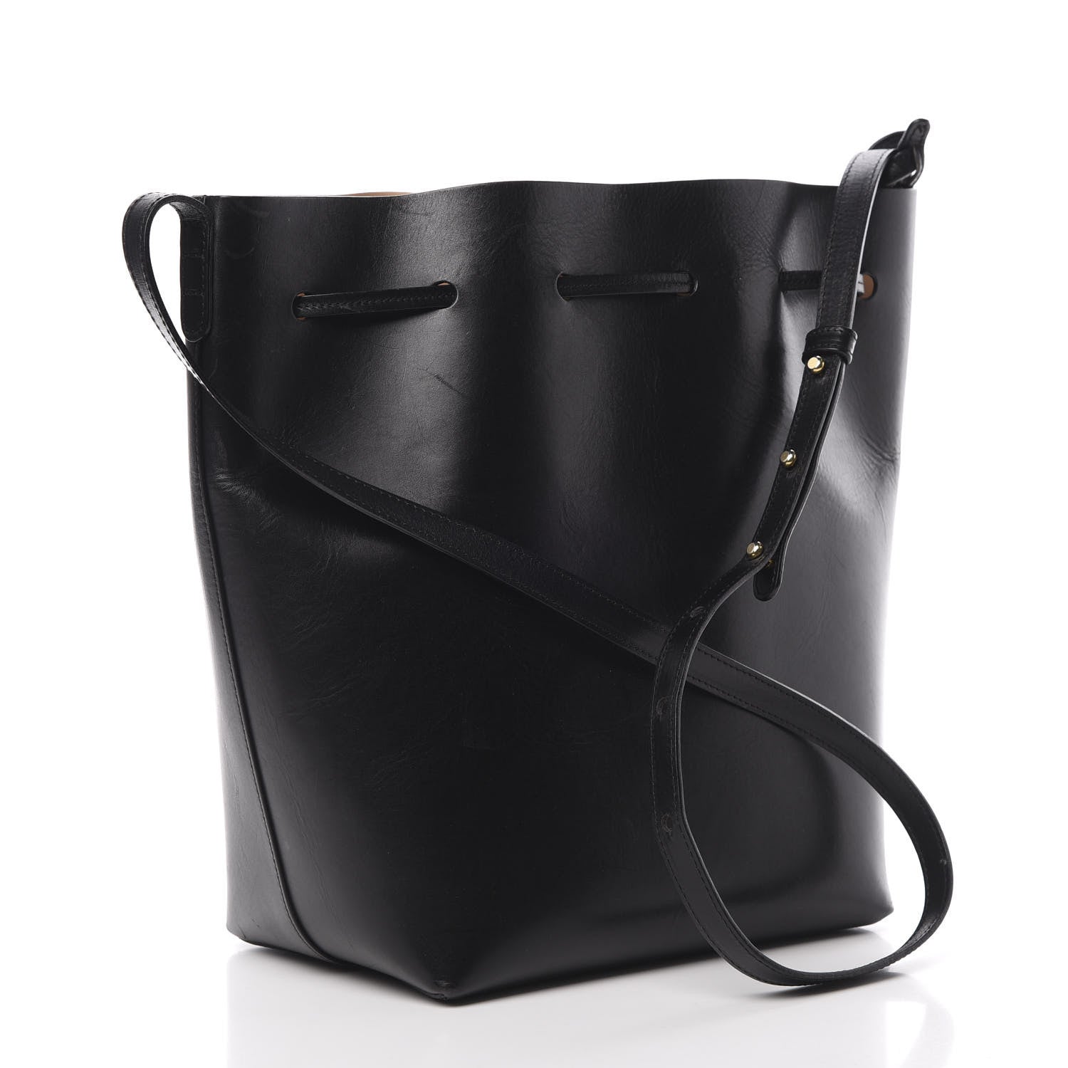 Mansur Gavriel Vegetable Tanned Calfskin Bucket Bag Black Ballerina 4 of 19