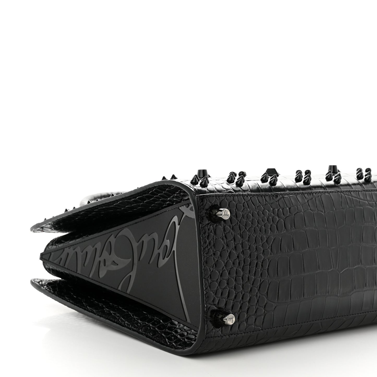 Calfskin Crocodile Embossed Studded Medium Paloma S Black