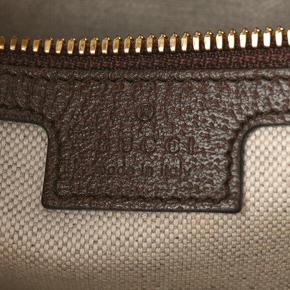Gucci Monogram Jumbo GG Textured Dollar Calfskin Web Wristlet Messenger Bag Camel Ebony New Acero 6 of 11