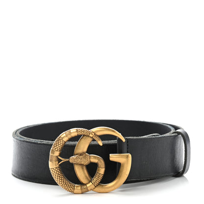 Gucci Faded Calfskin Snake Double G 40mm Belt 95 38 Black 1 of 7
