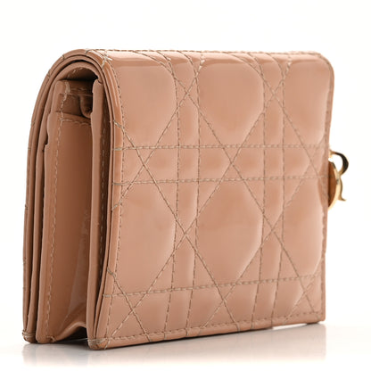 Christian Dior Patent Cannage Mini Lady Dior Wallet Beige 3 of 14