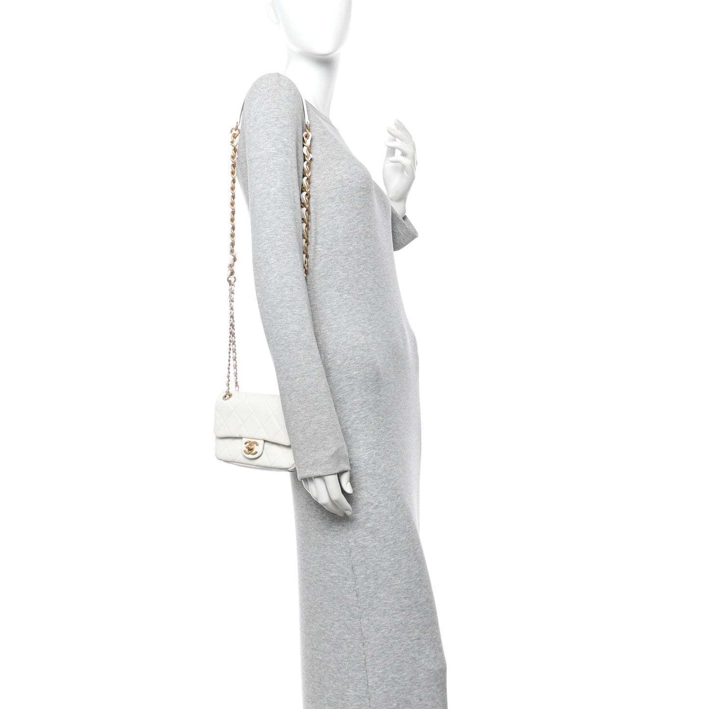 Caviar Quilted Mini Flap White