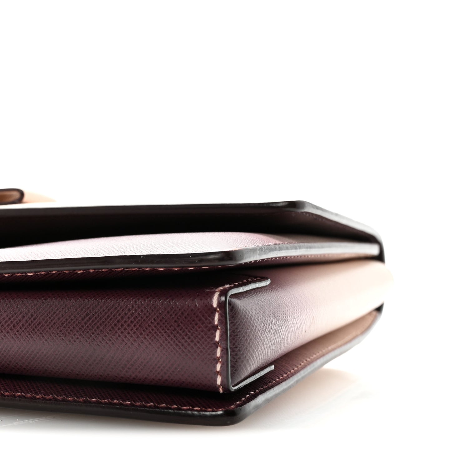 Hammered Calfskin Vara Bow Chain Flap Crossbody  Pink Purple