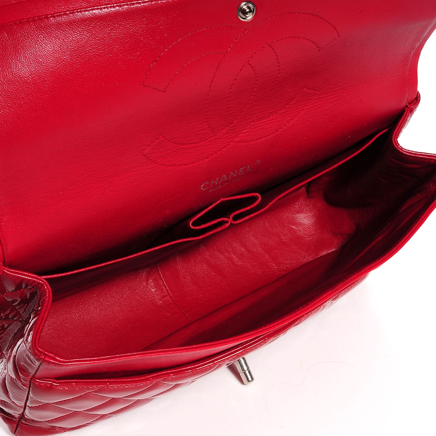 Chanel Patent Quilted Jumbo Double Flap Dark Red 5 of 9