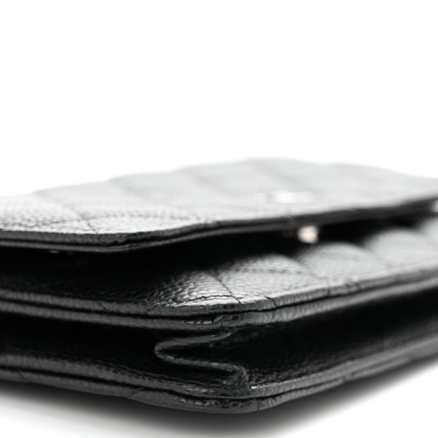 Caviar Quilted Wallet on Chain WOC Black