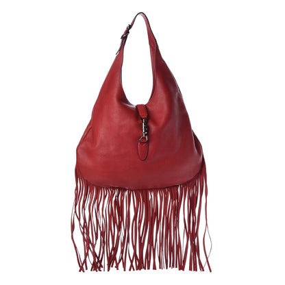 Gucci Cellarius Calfskin Large New Jackie Nouveau Fringe Hobo Red Flame 1 of 7