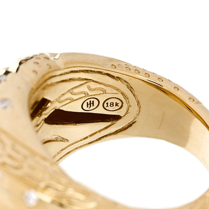 John Hardy 18K Yellow Gold Grey Diamond Lahar Dome Ring 54 7 5 of 5