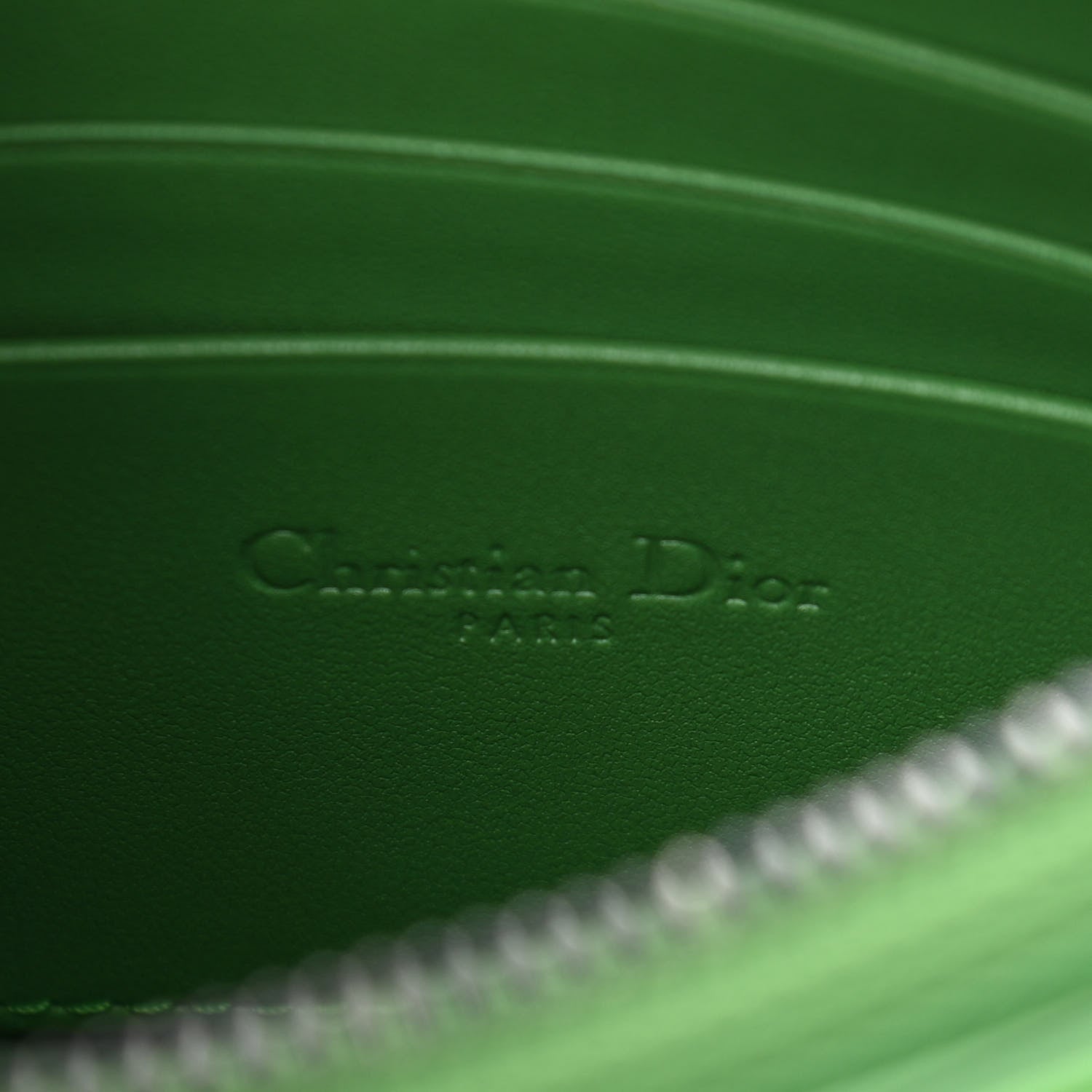 Christian Dior Calfskin Cannage Caro Zipped Pouch With Chain Bright Green 6 of 9