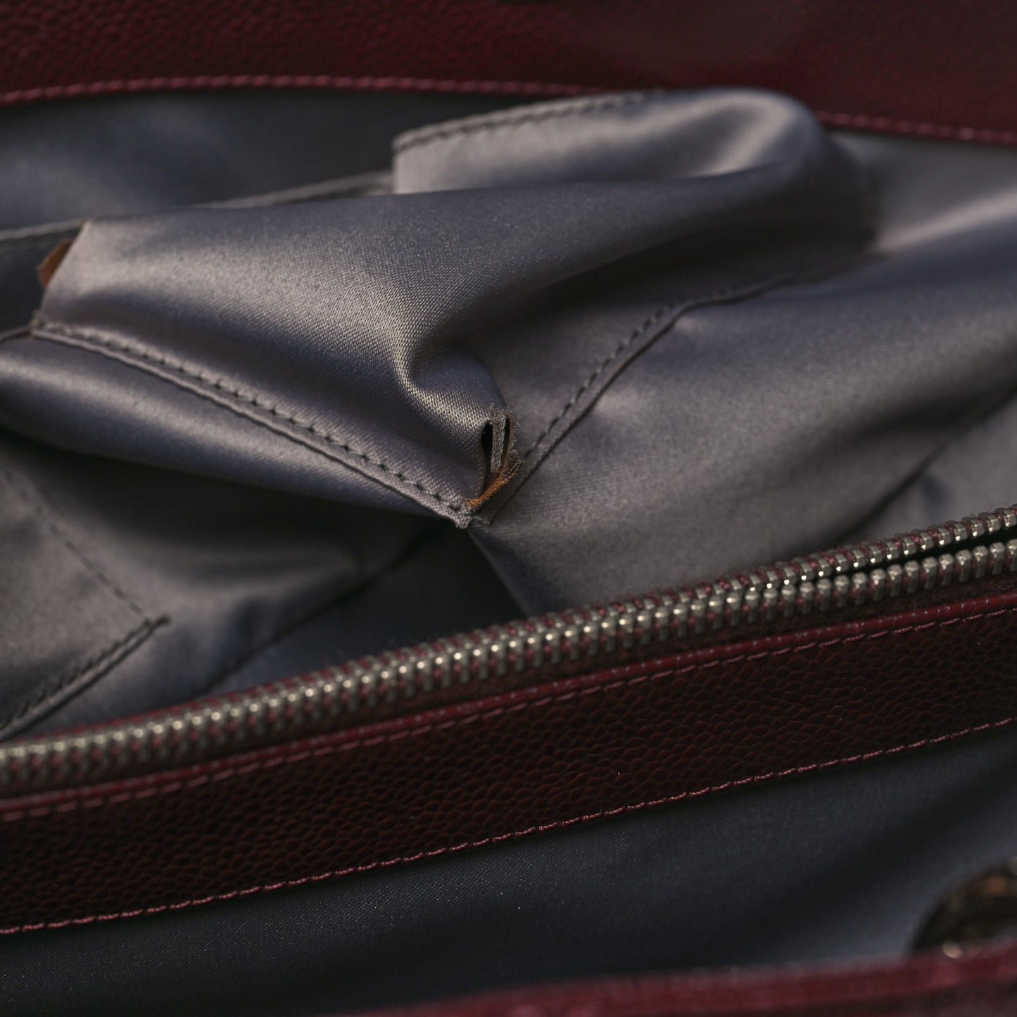 Caviar Quilted XL Grand Shopping Tote GST Dark Burgundy