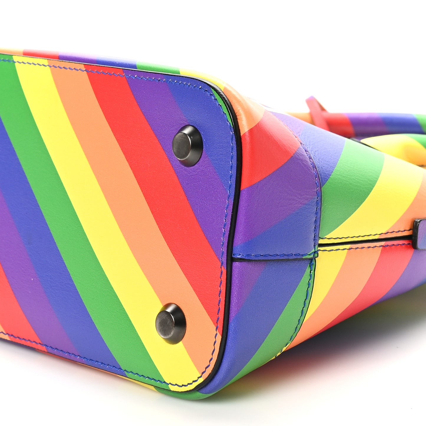 Smooth Calfskin Logo Rainbow S Ville Top Handle Bag Multicolor