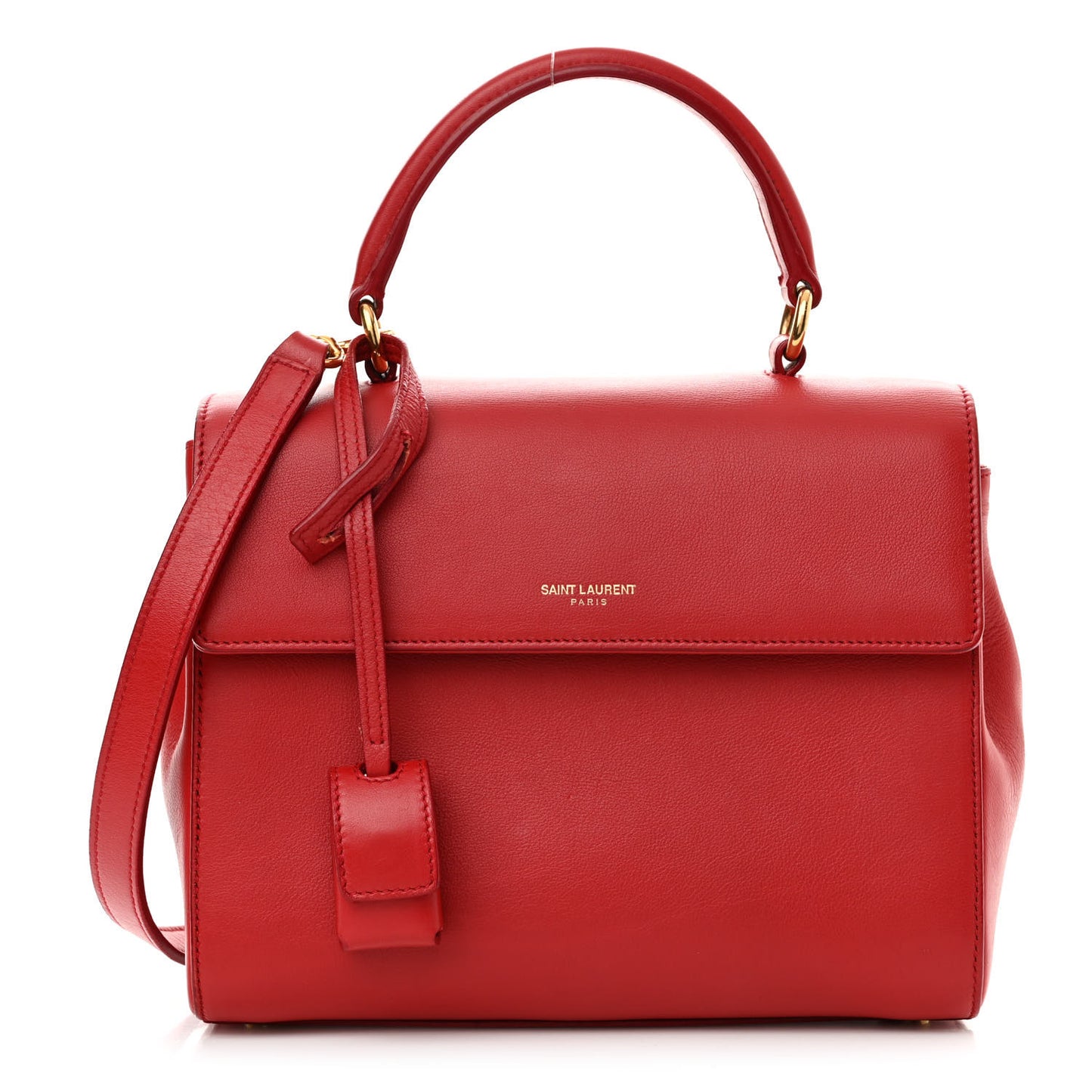 Grained Calfskin Small Moujik Top Handle Bag Red