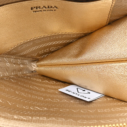 Prada Satin Crystal Mini Triangle Crossbody Pouch Platino 6 of 9