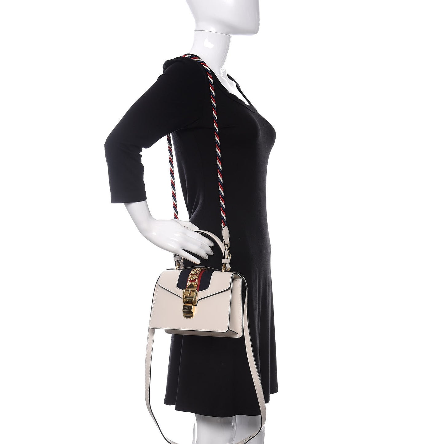 Calfskin Mini Sylvie Top Handle Bag White