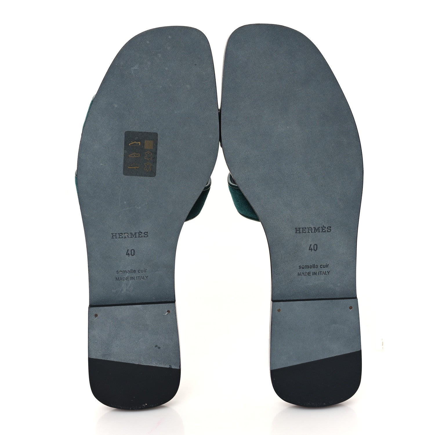 Hermes Velvet Nappa Oran Sandals 40 Vert Fonce 5 of 9