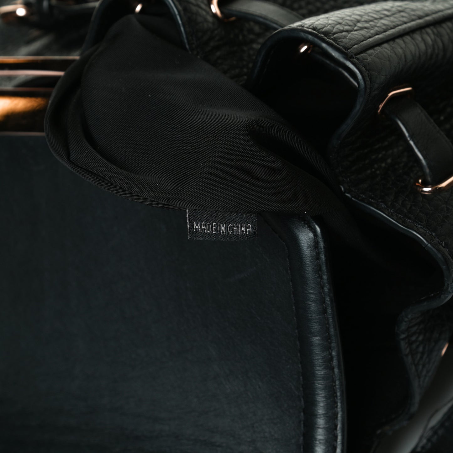 Pebbled Calfskin Prisma Skeletal Backpack Black Rose Gold Hardware