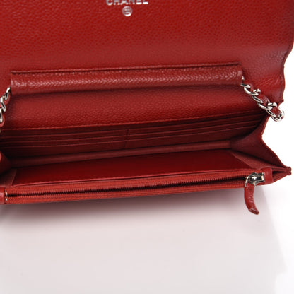 Chanel Caviar Quilted Wallet on Chain WOC Red 5 of 11