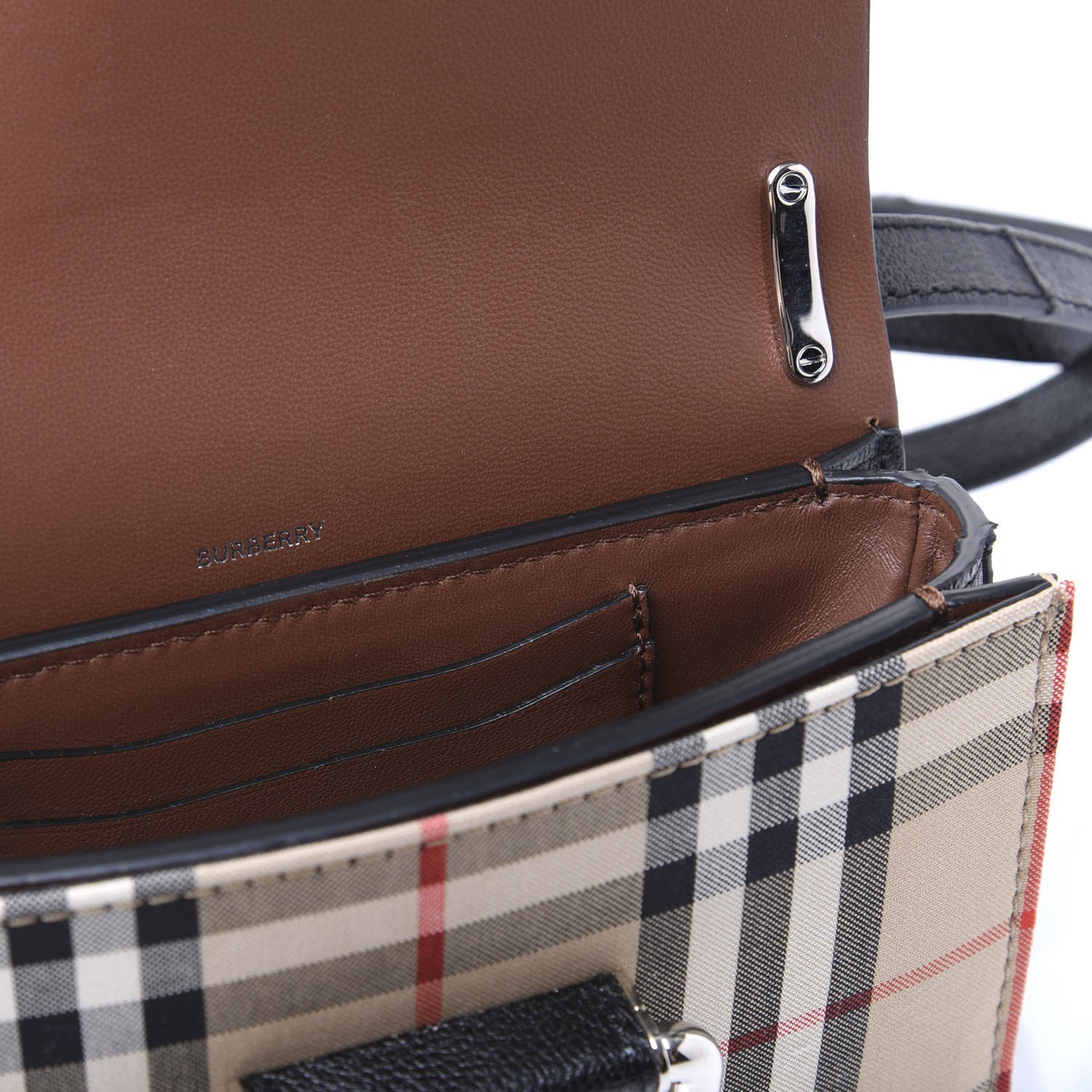 Burberry Goatskin Vintage Check Mini D-Ring Bag Black 7 of 9